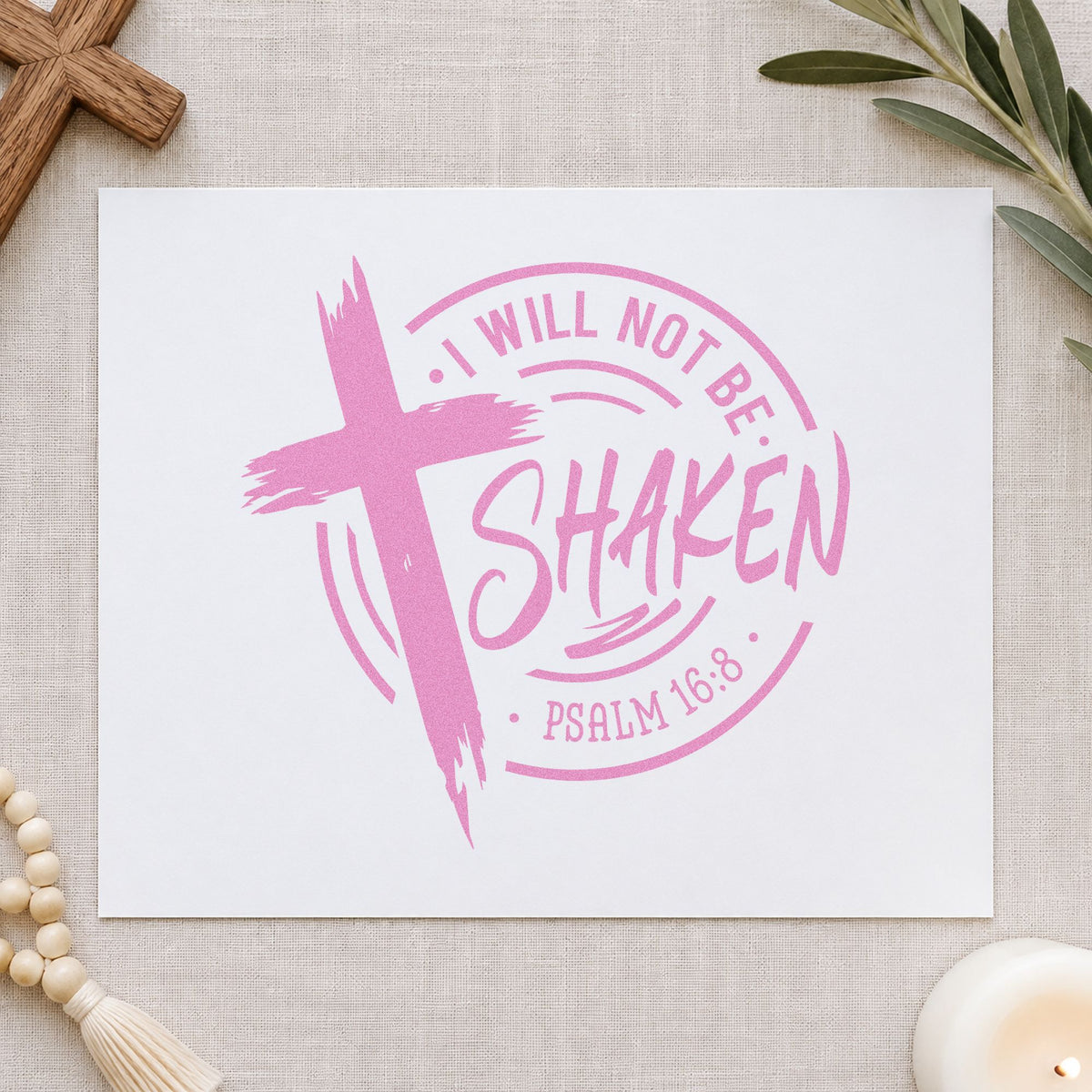 I Will Not Be Shaken Badge Rubber Stamp – Duo Hand in use 10