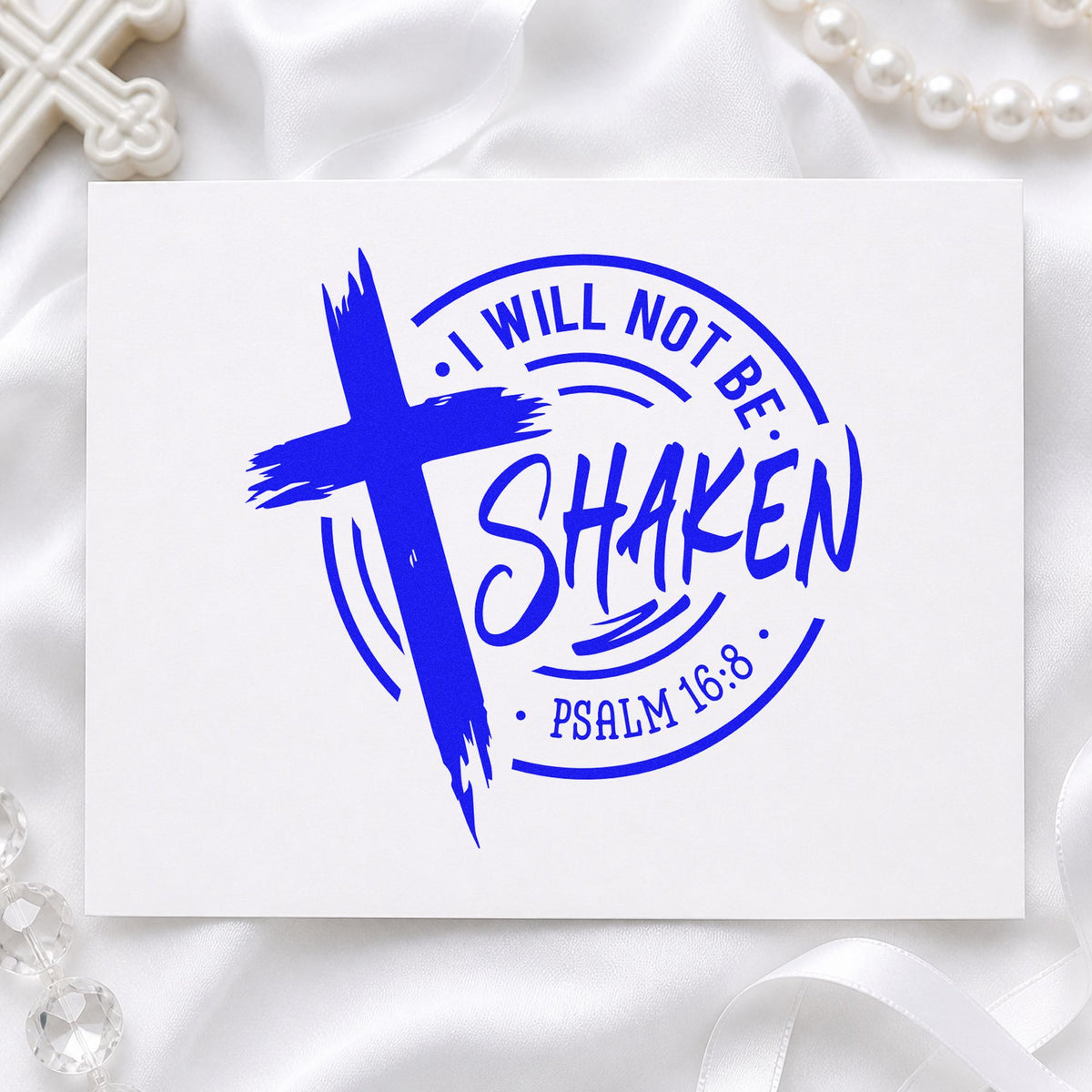 I Will Not Be Shaken Badge Rubber Stamp – Duo Hand in use 6