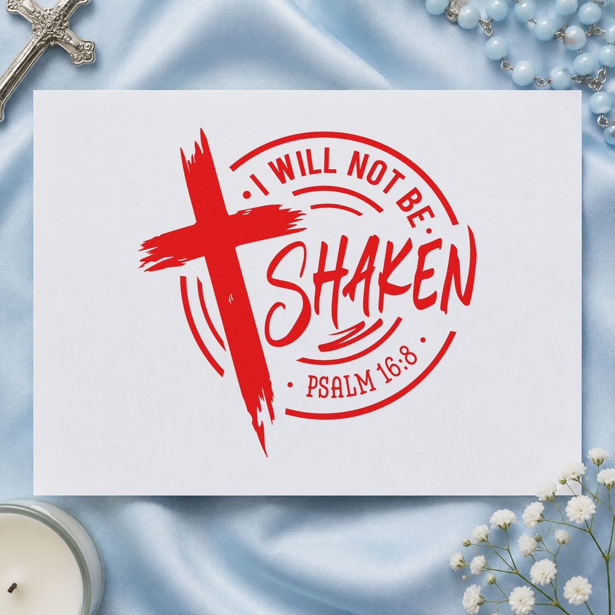 I Will Not Be Shaken Badge Rubber Stamp – Duo Hand in use 7