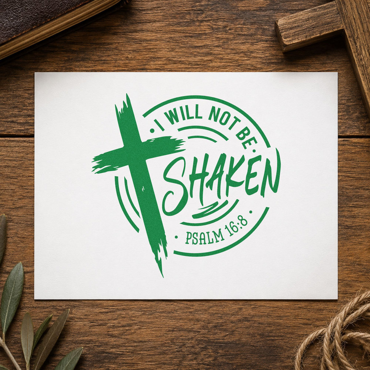 I Will Not Be Shaken Badge Rubber Stamp – Duo Hand in use 8