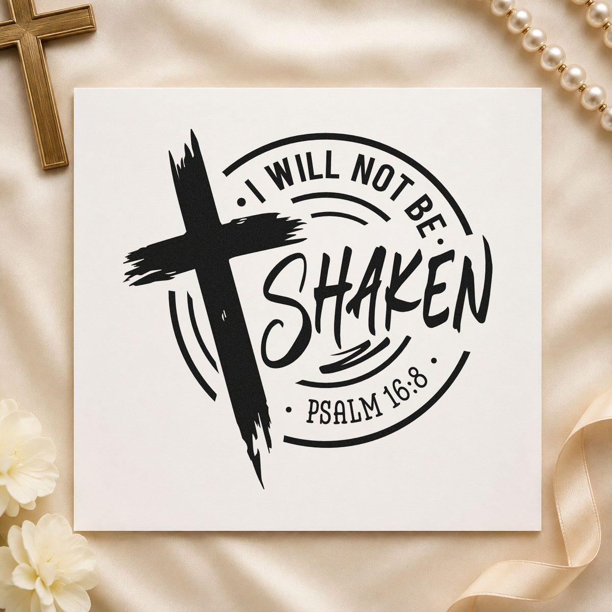 I Will Not Be Shaken Badge Rubber Stamp – Duo Hand in use 9