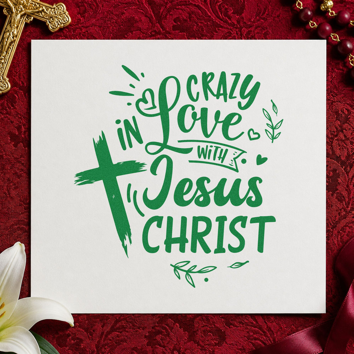 Crazy In Love Cross Left Slim Pre-Inked Stamp in use 8