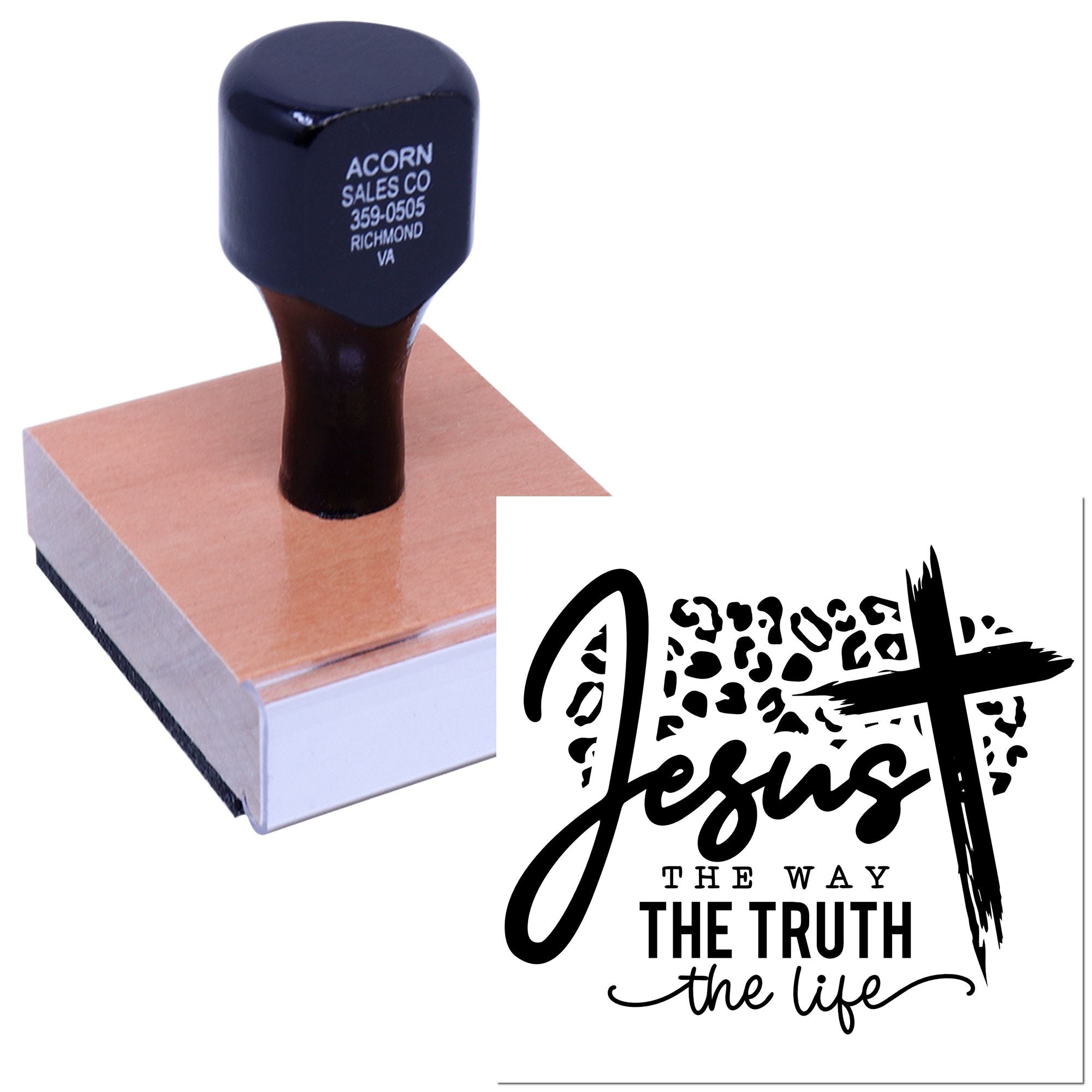 Custom religious rubber stamp featuring Jesus the way, the truth, the life design for church crafts, cards, and faith projects.