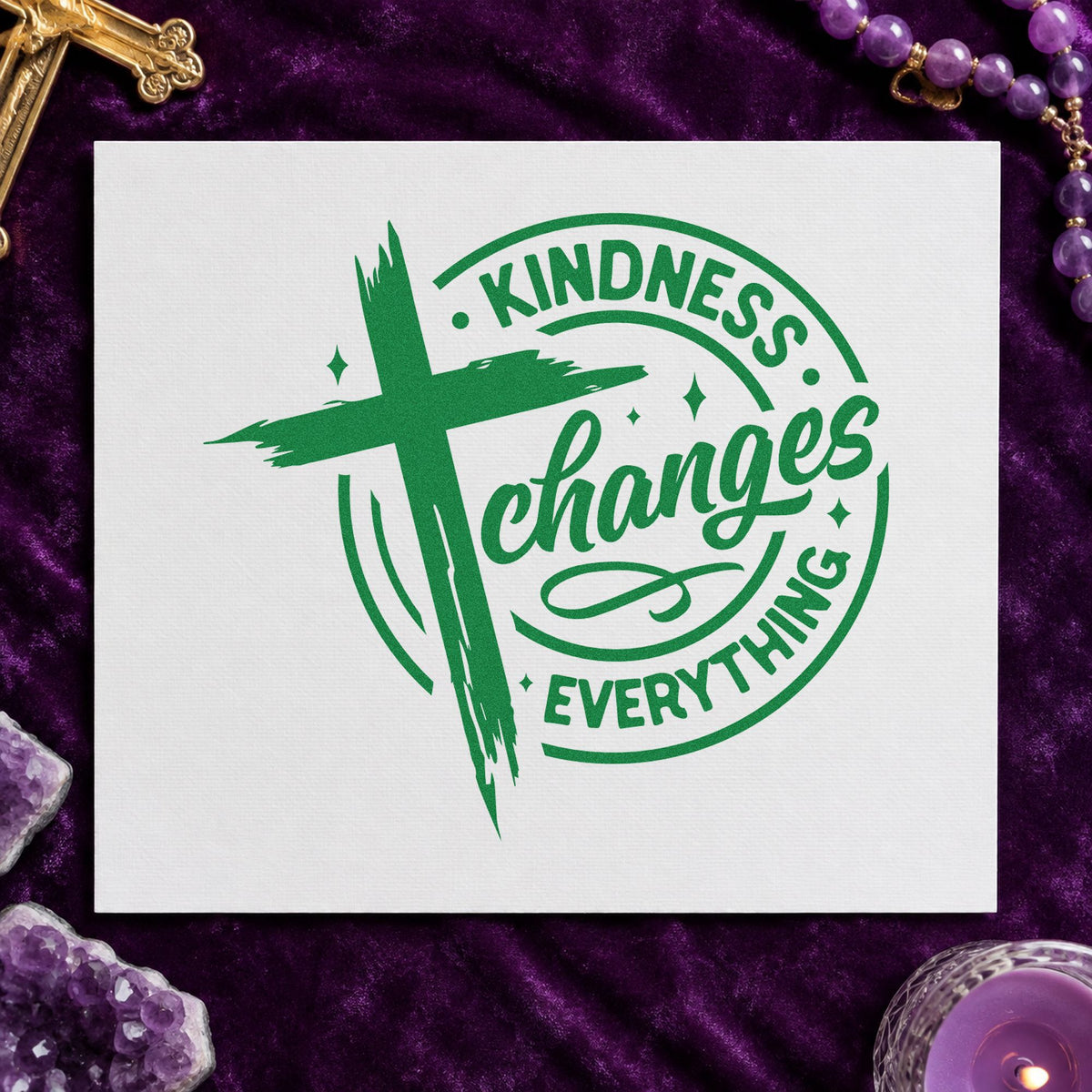 Kindness Changes Everything Brushstroke Cross Pre-Inked Stamp – Slim in use 3