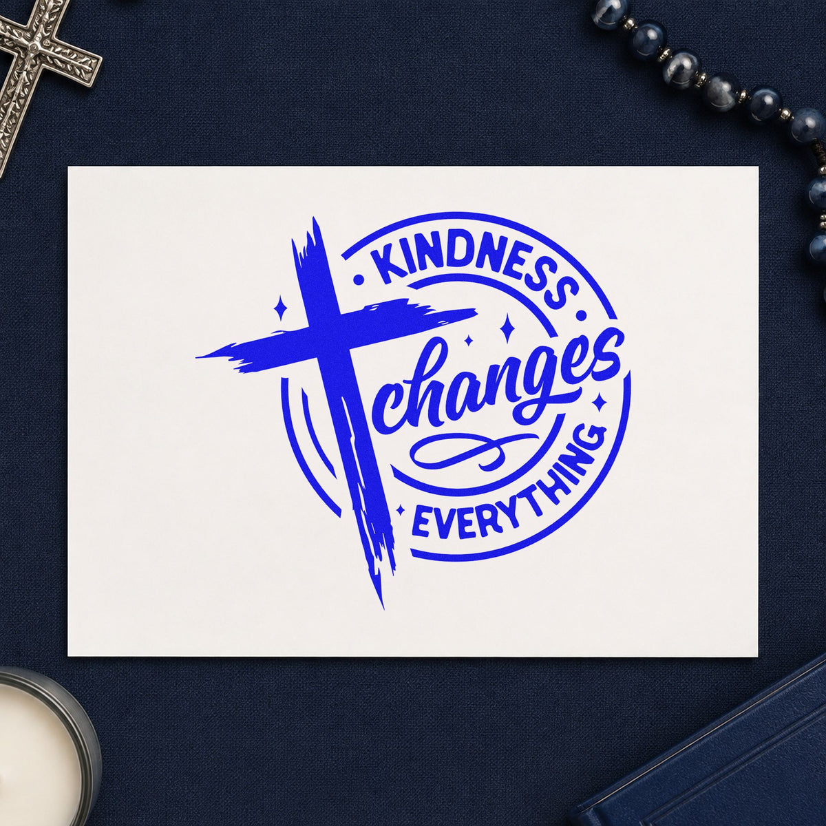 Kindness Changes Everything Brushstroke Cross Pre-Inked Stamp – Slim in use 6