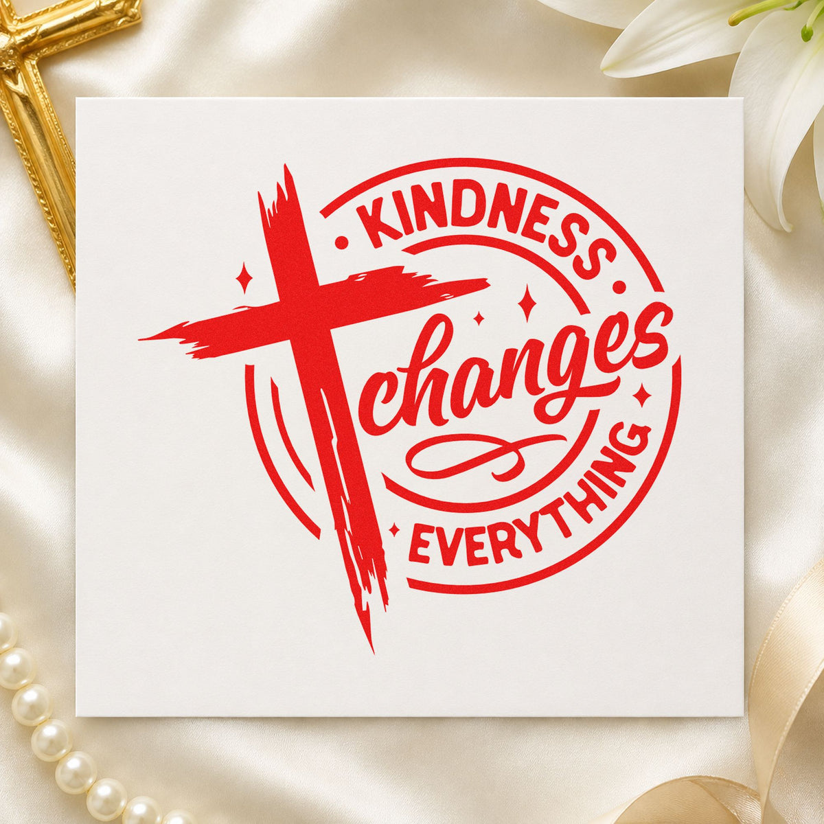 Kindness Changes Everything Brushstroke Cross Pre-Inked Stamp – Slim in use 7