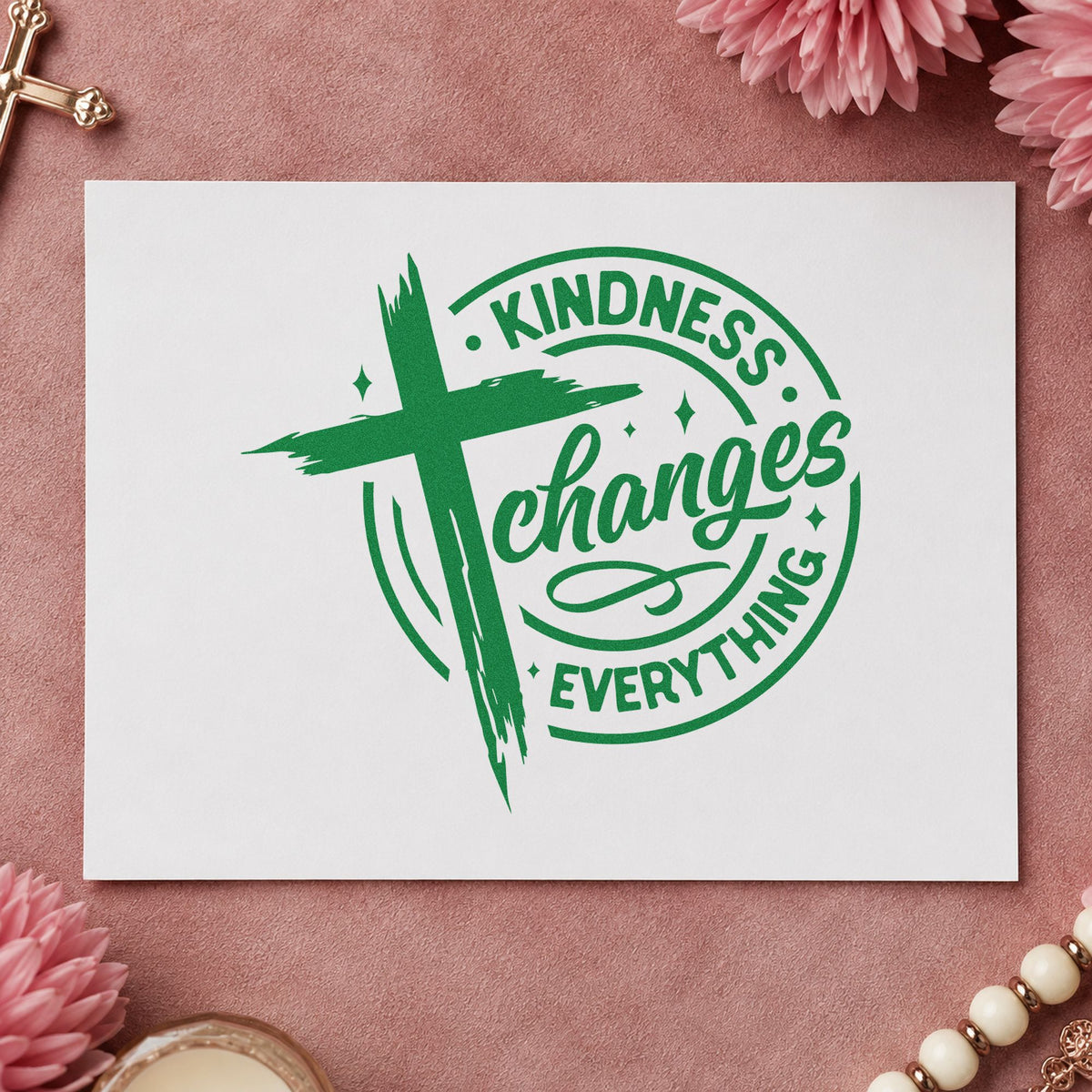 Kindness Changes Everything Brushstroke Cross Pre-Inked Stamp – Slim in use 8