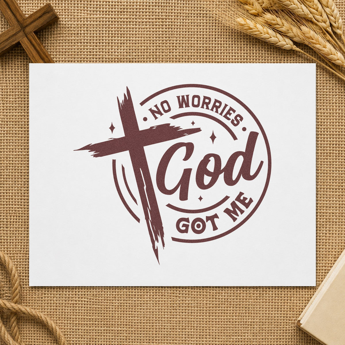 No Worries God Got Me Emblem Slim Pre-Inked Stamp in use 4