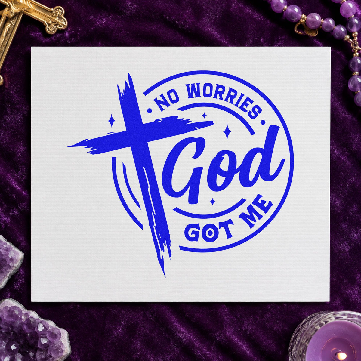 No Worries God Got Me Emblem Slim Pre-Inked Stamp in use 5