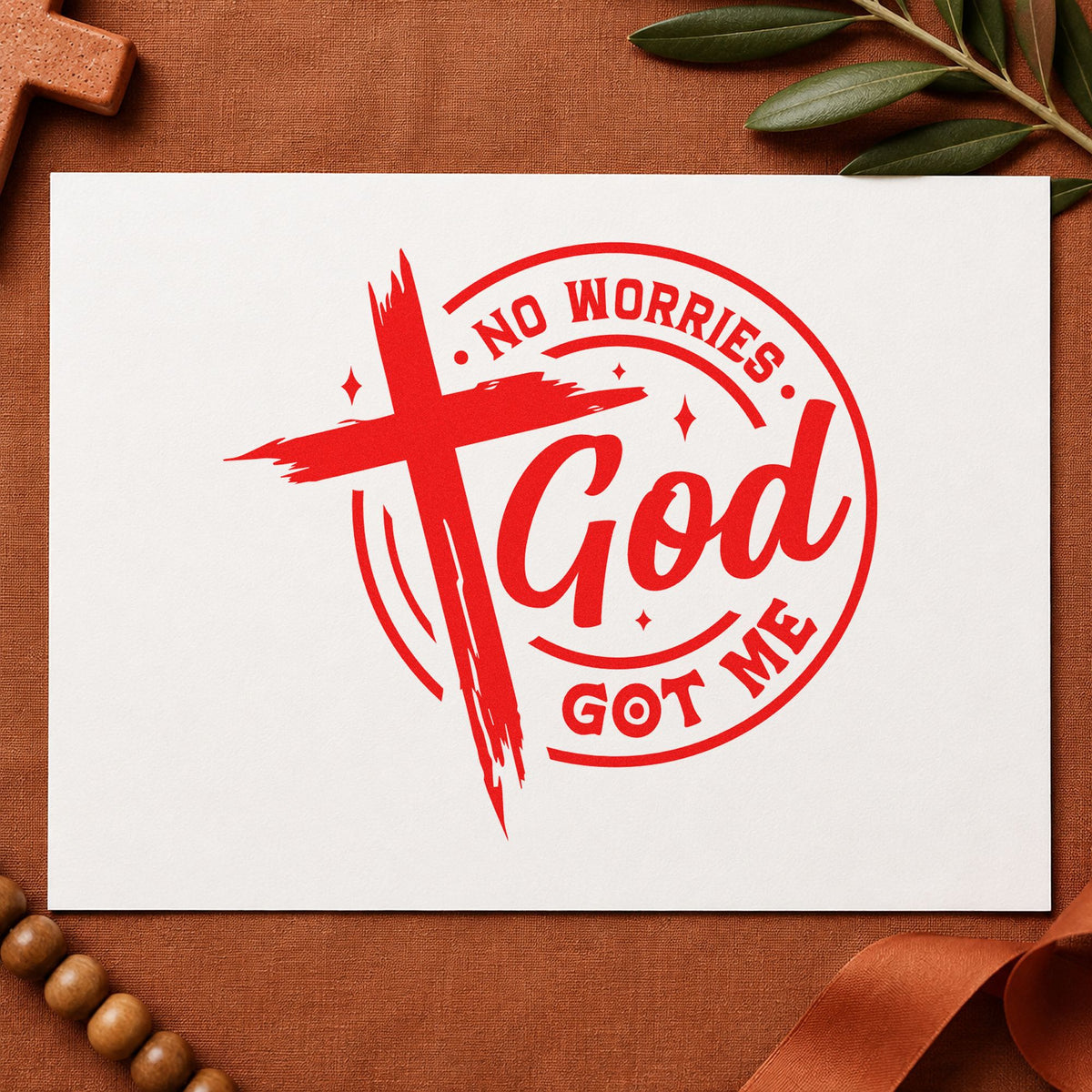 No Worries God Got Me Emblem Slim Pre-Inked Stamp in use 7