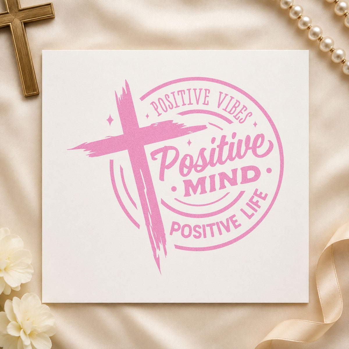 Positive Vibes, Positive Mind, Positive Life Wood Handle Stamp in use 10