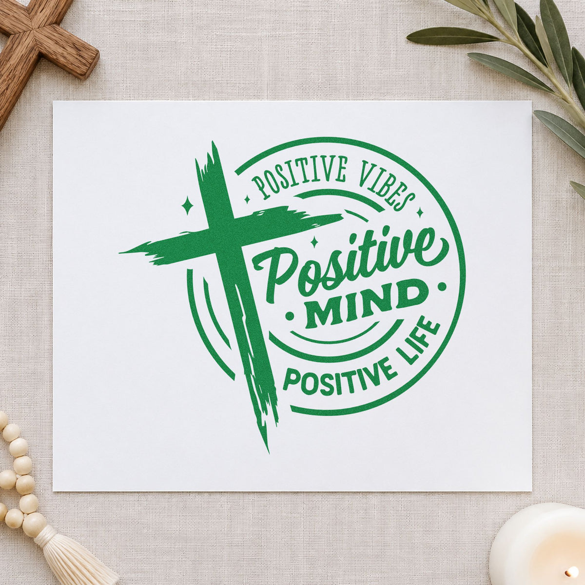 Positive Vibes, Positive Mind, Positive Life Wood Handle Stamp in use 3