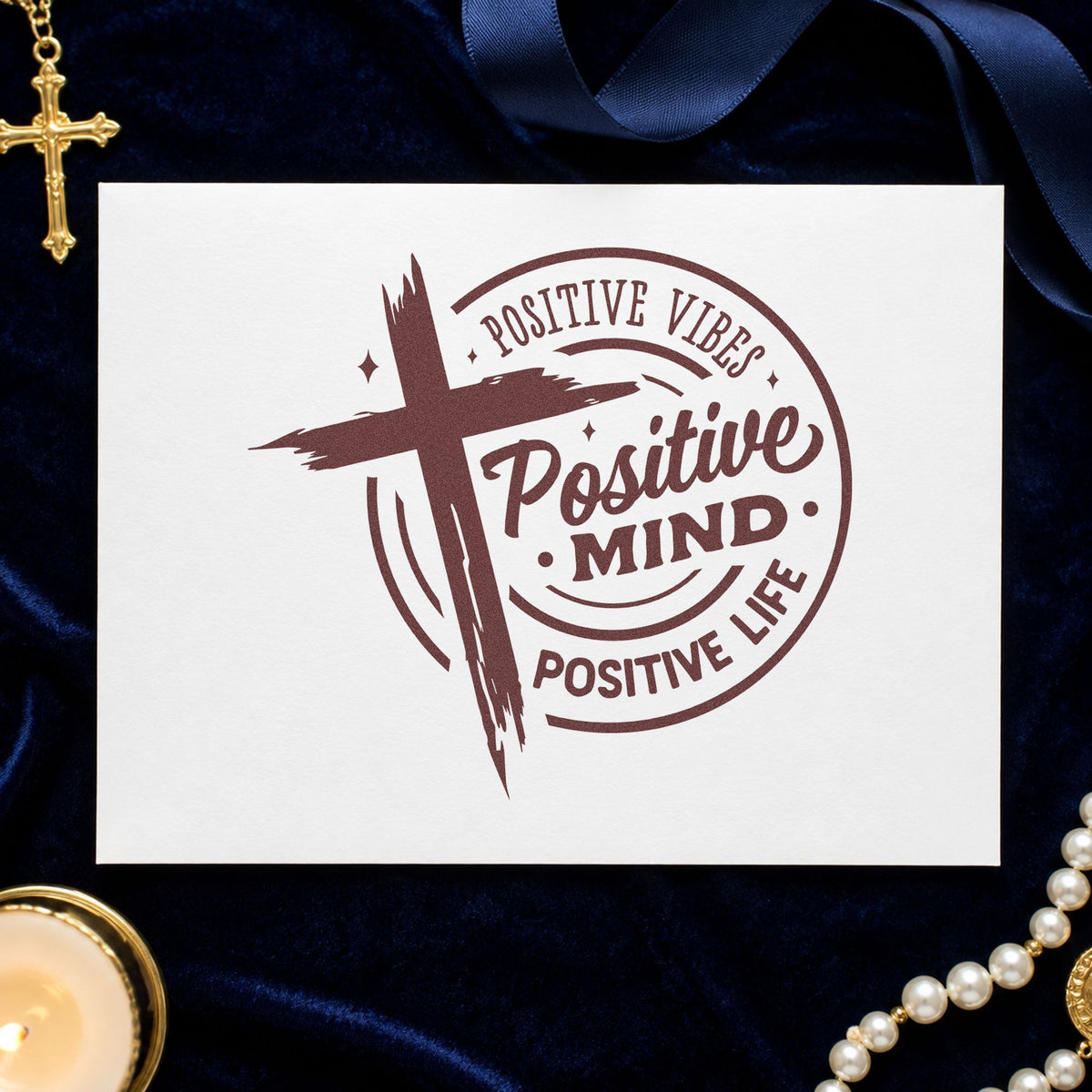 Positive Vibes, Positive Mind, Positive Life Wood Handle Stamp in use 4
