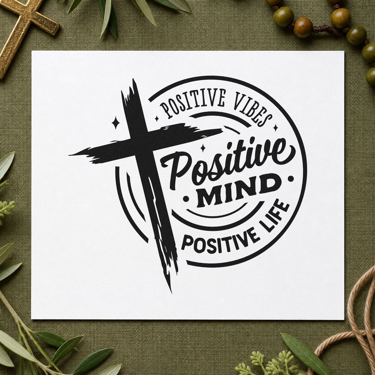 Positive Vibes, Positive Mind, Positive Life Wood Handle Stamp in use 9