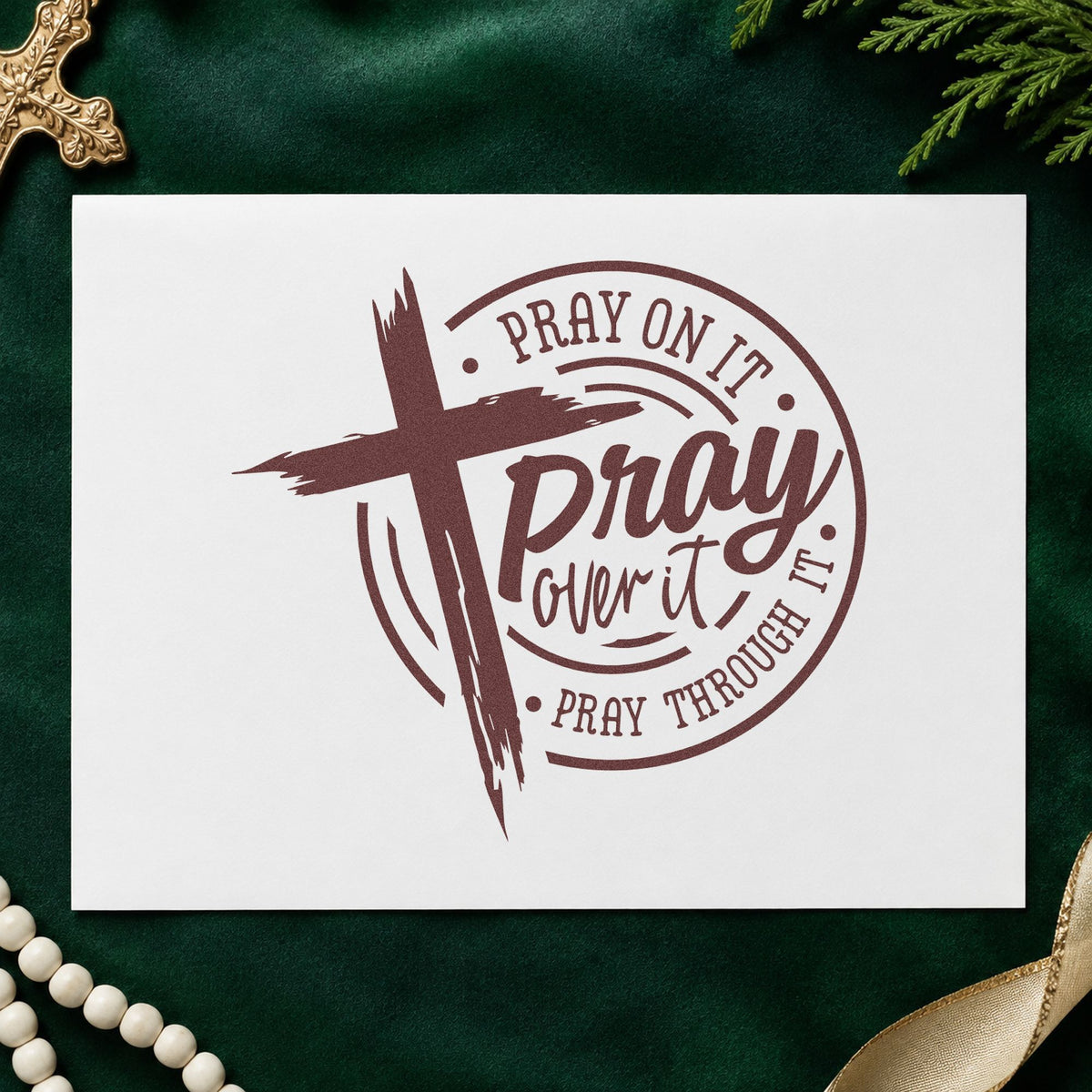 Pray Over It Badge Self-Inking Stamp in use 4