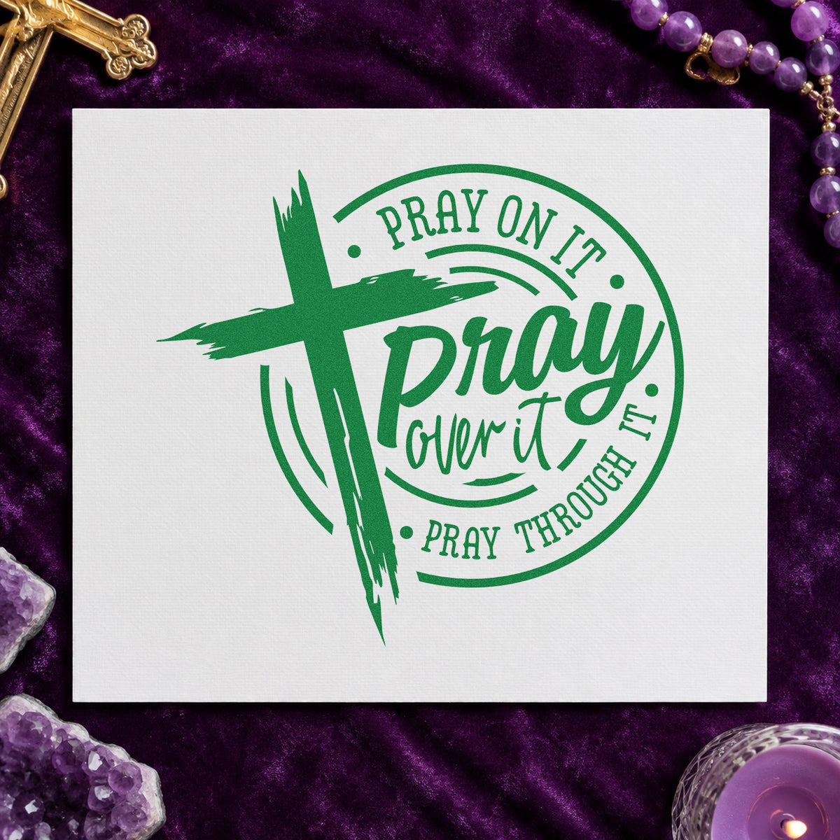 Pray Over It Badge Self-Inking Stamp in use 8
