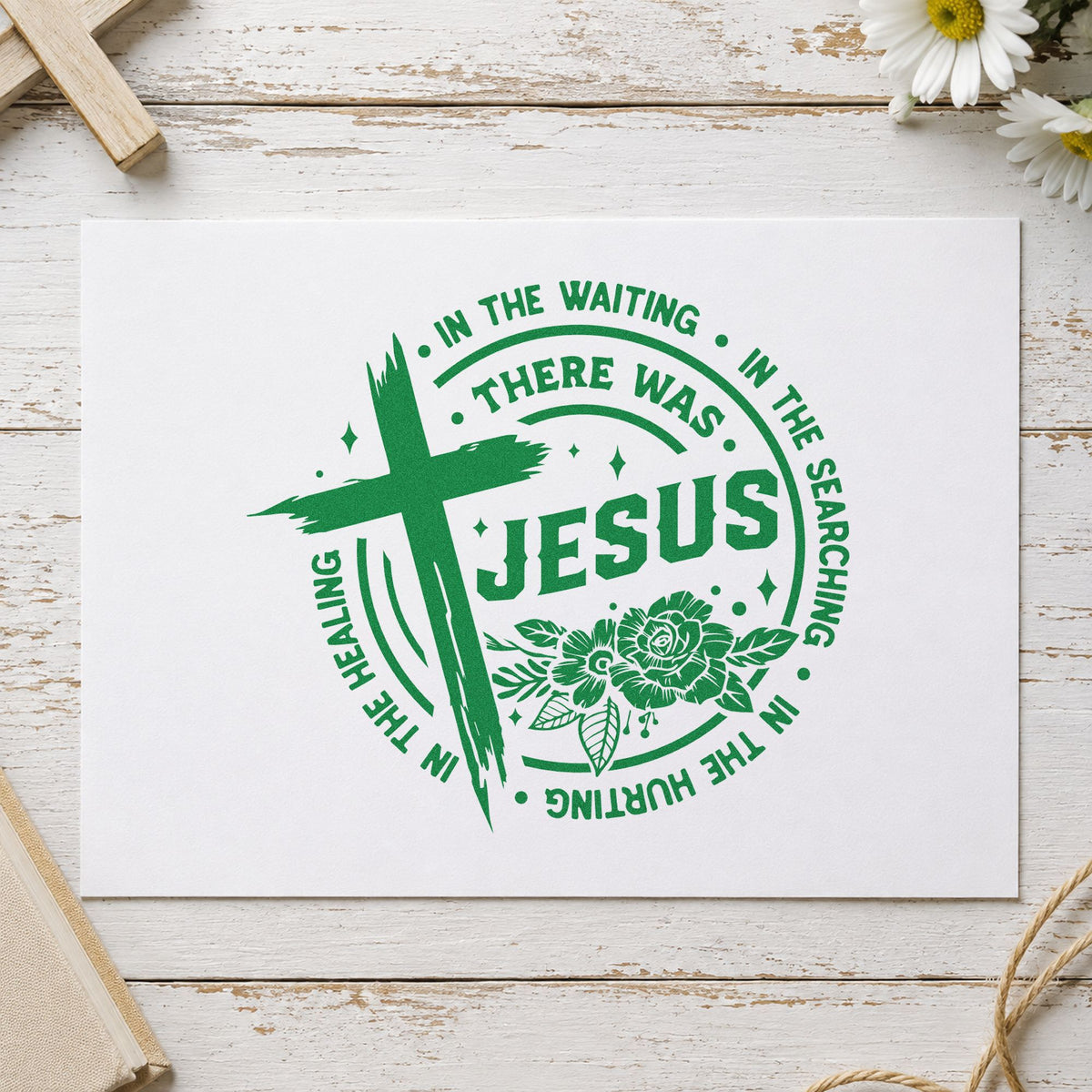 There Was Jesus With Cross Stamp – Slim Pre-Inked in use 8