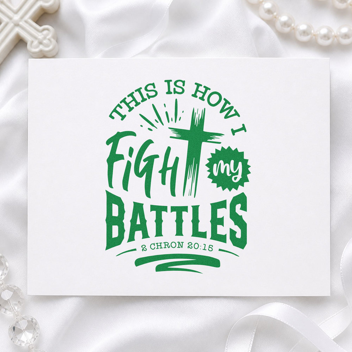Pre-Inked Fight My Battles Cross Stamp – PSI in use 3