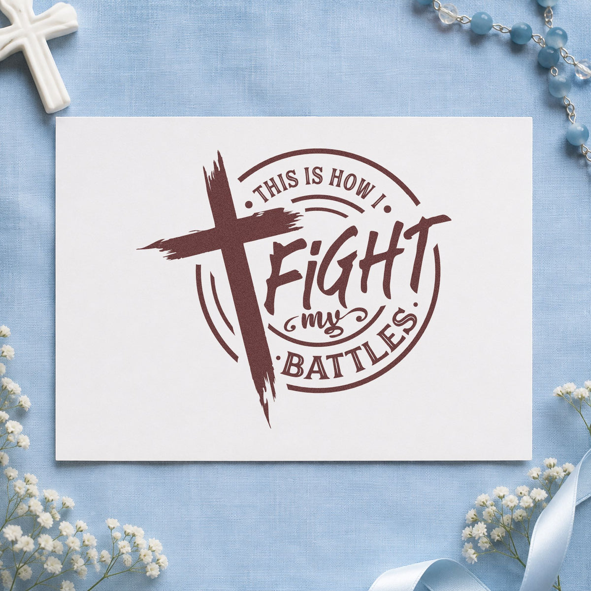 Fight My Battles Badge Compact Pre-Inked Stamp – Slim in use 4