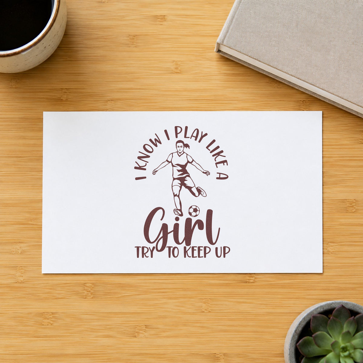 I Play Like A Girl Pre-Inked Stamp – Slim in use 4