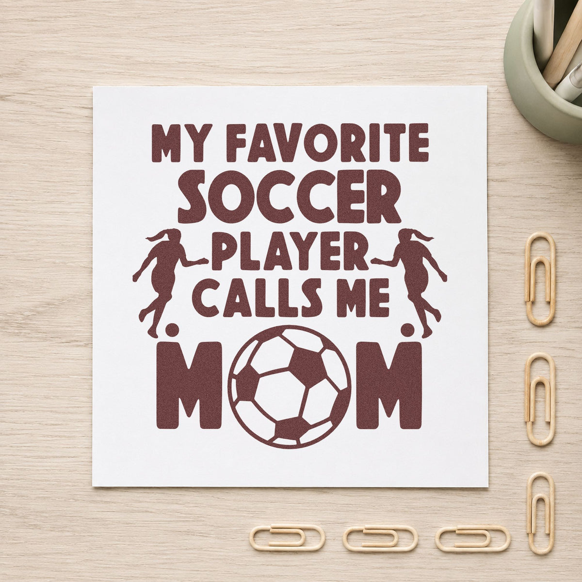 My Favorite Soccer Player Calls Me Mom Compact Pre-Inked Stamp – Slim in use 4