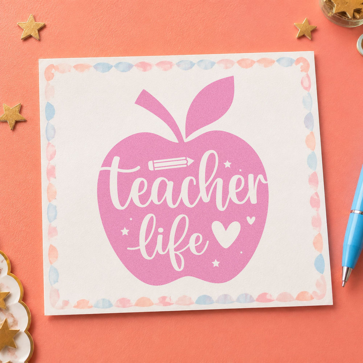 Teacher Life Apple Slim Pre-Inked Stamp in use 10