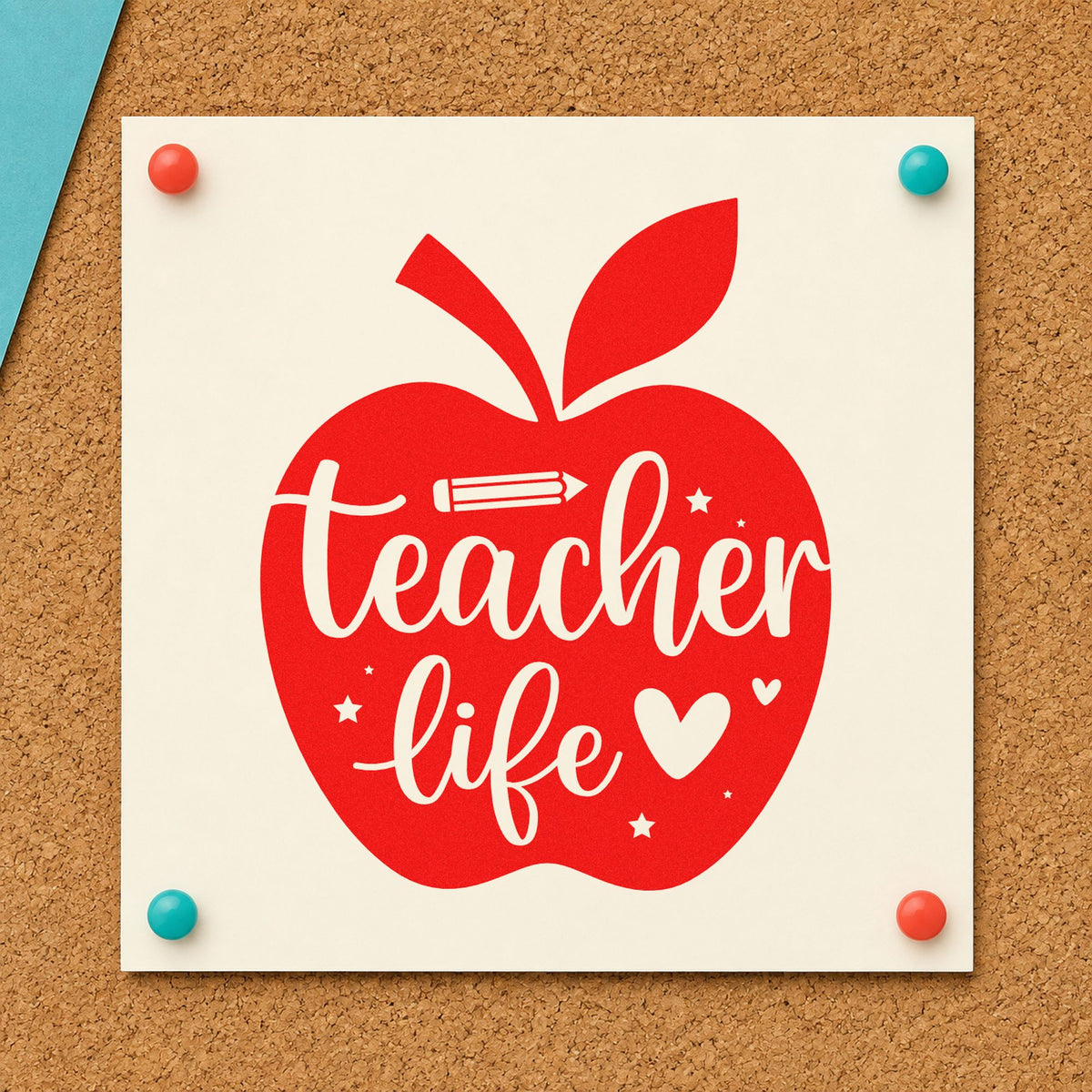 Teacher Life Apple Wood Handle Stamp in use 7