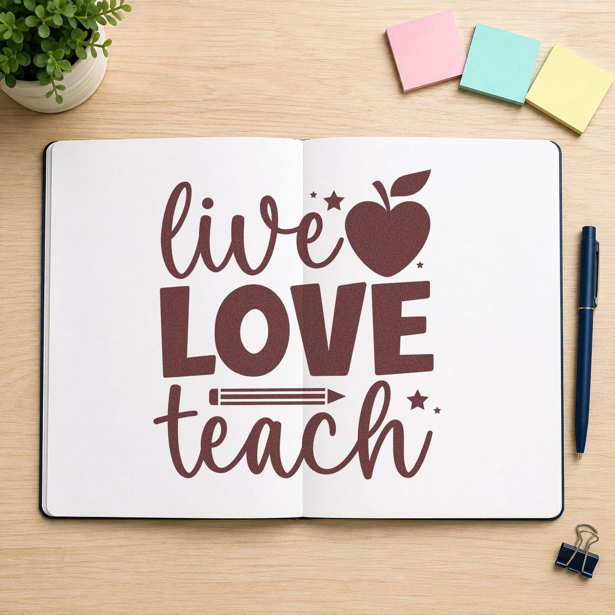 Live Love Teach Rubber Stamp – Duo Hand in use 4