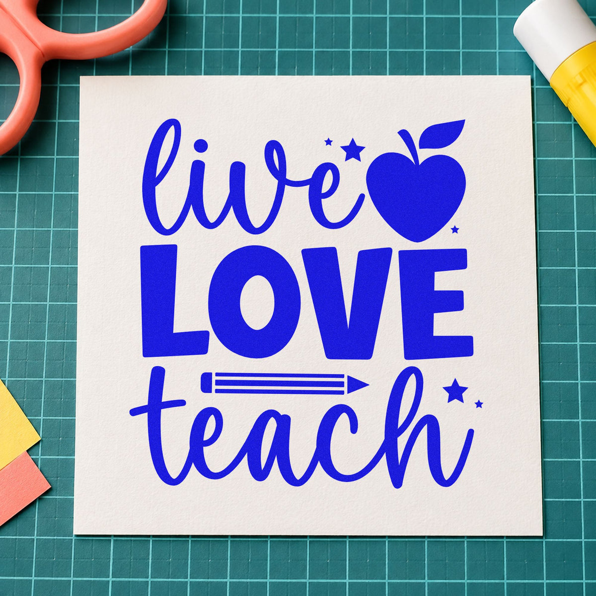 Live Love Teach Rubber Stamp – Duo Hand in use 6
