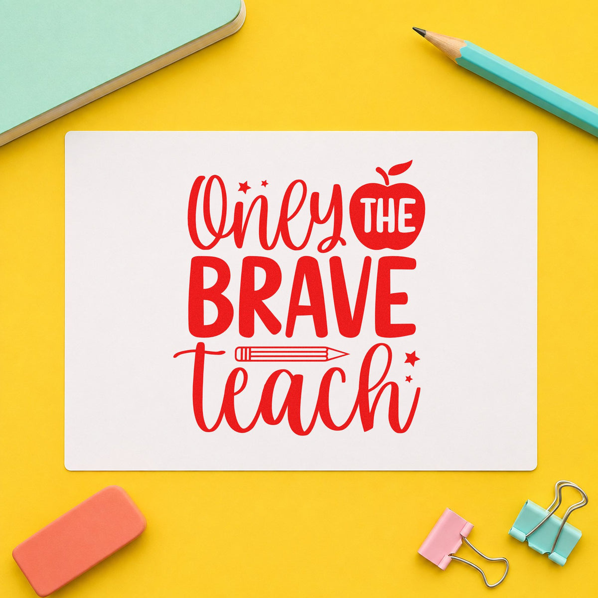 Only The Brave Teach Rubber Stamp – Duo Hand in use 7