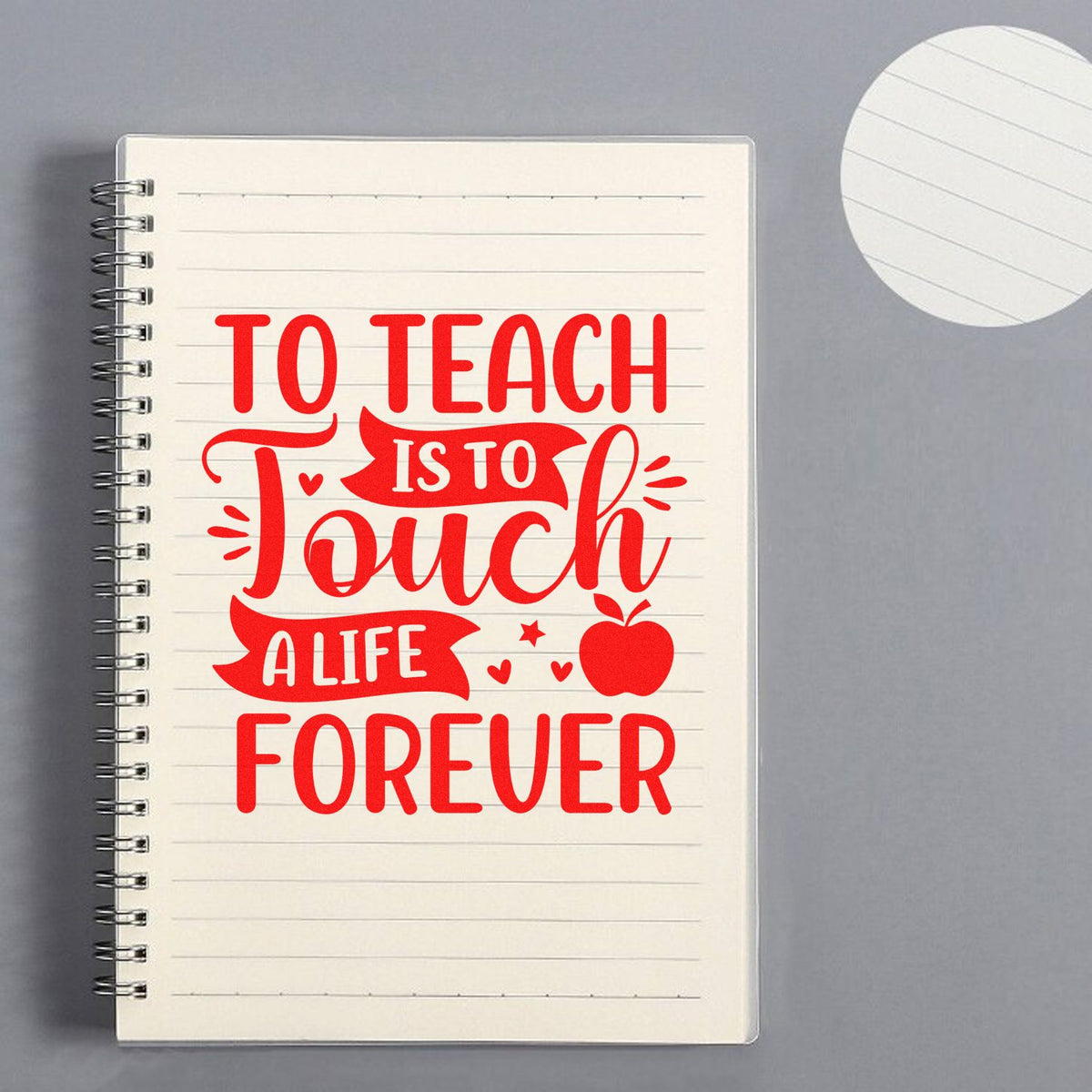 To Teach Is to Touch rubber stamp shown in red ink, stamped for projects such as farewell party tags.