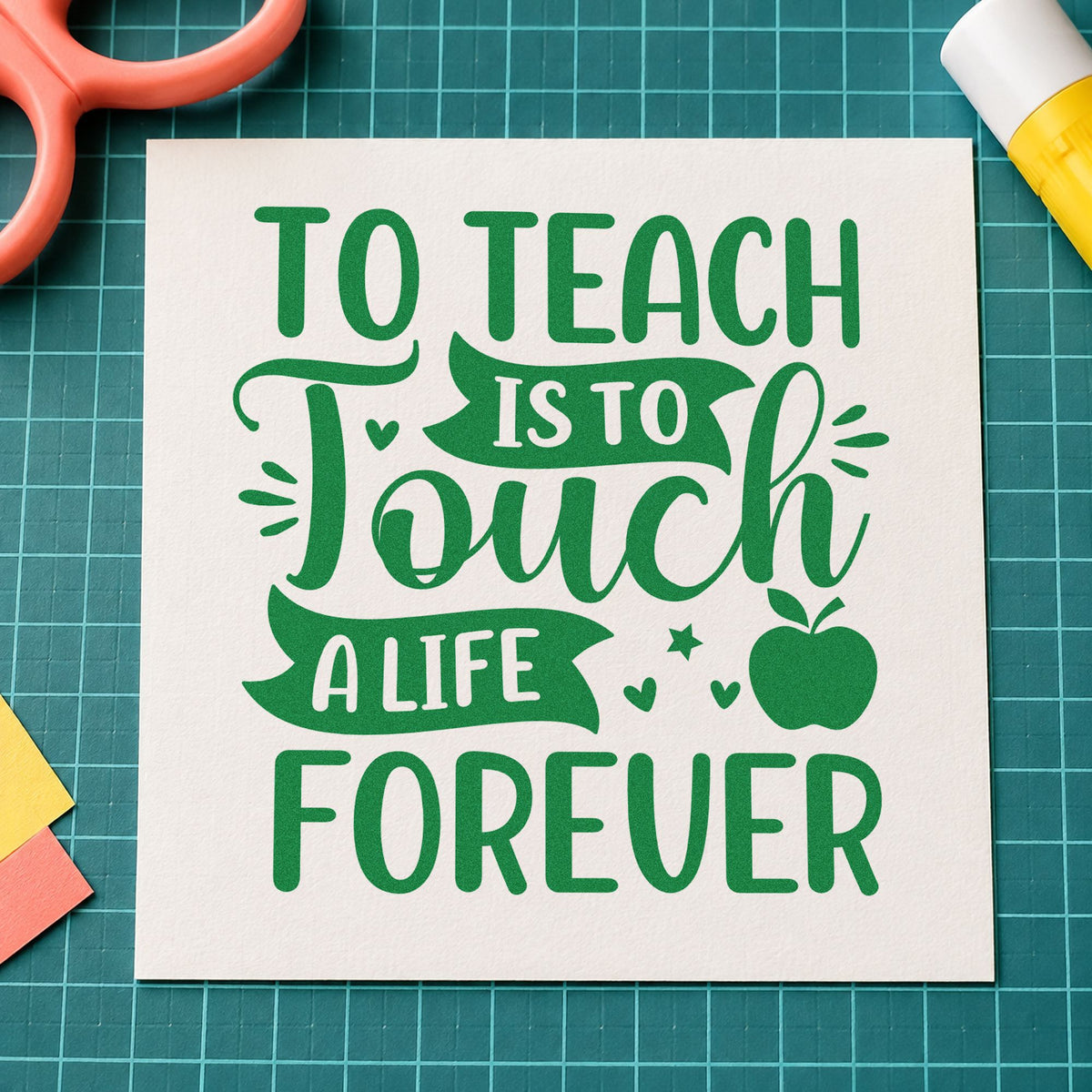 To Teach Is To Touch Apple Pre-Inked Stamp – Slim in use 3