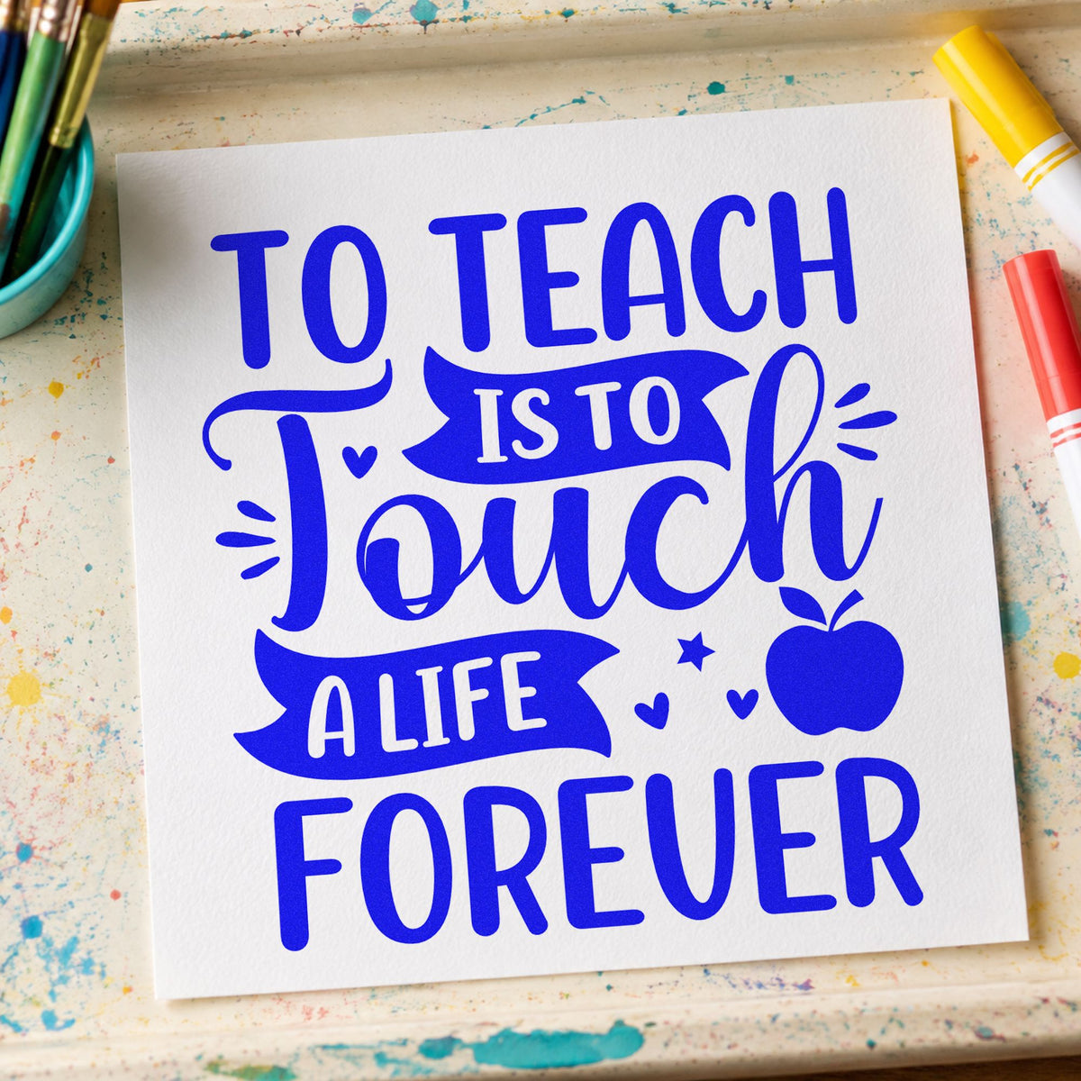 To Teach Is To Touch Apple Pre-Inked Stamp – Slim in use 6