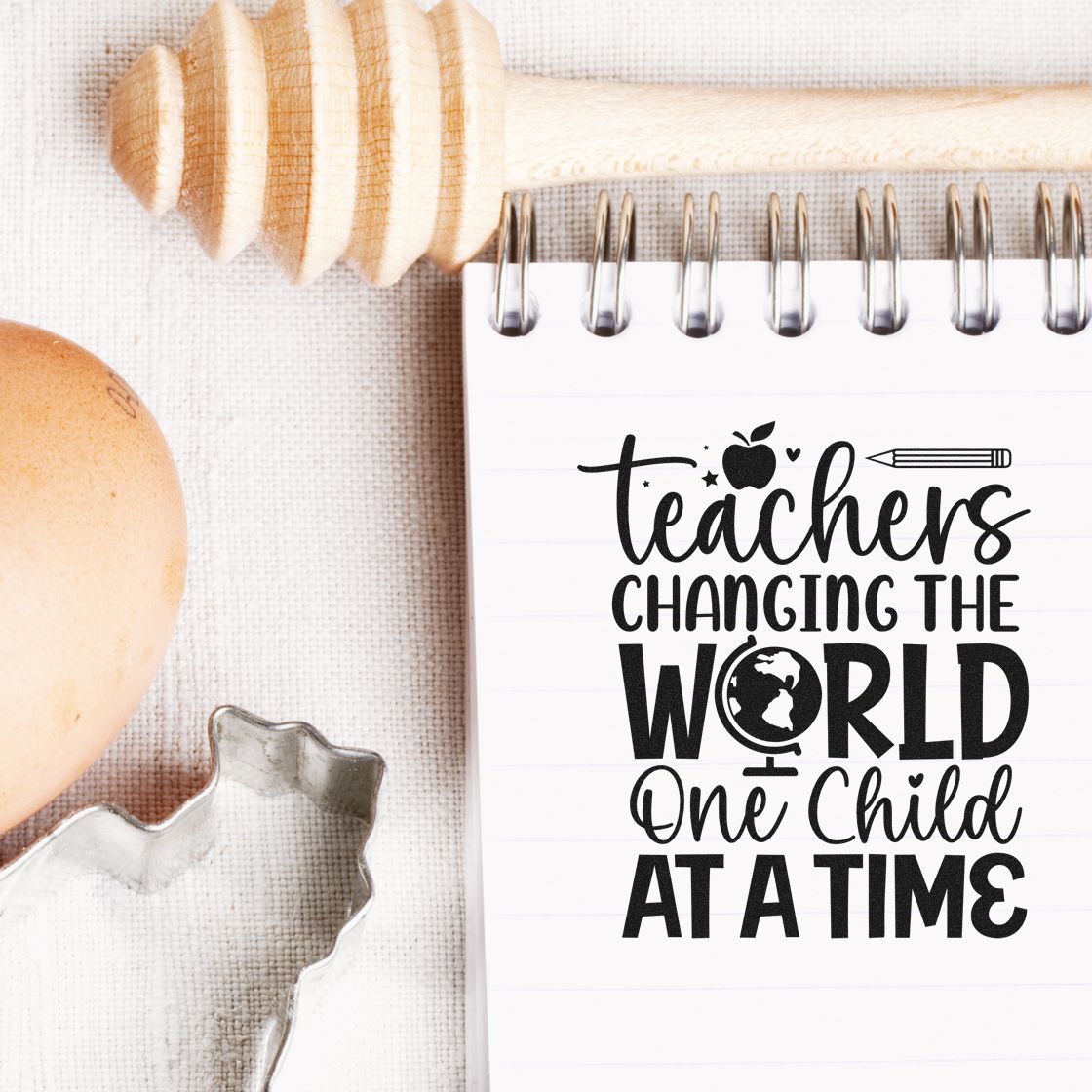 Teacher rubber stamp quote design reading Teachers changing the world one child at a time for classroom crafts and gifts.