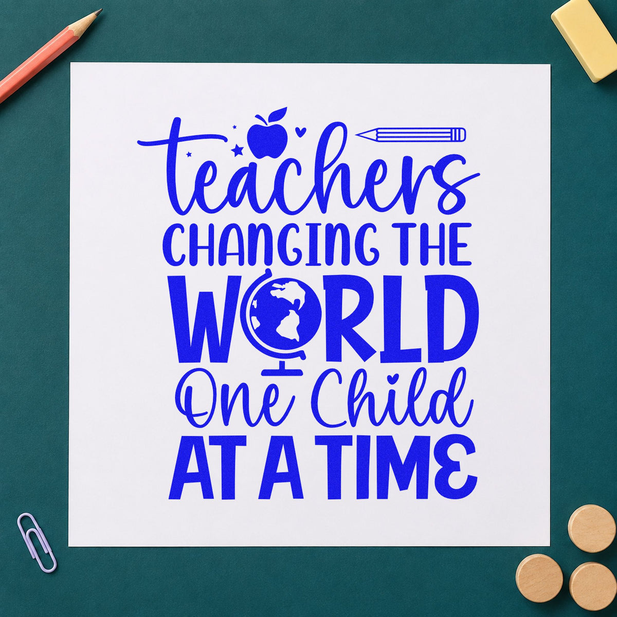 Teachers Changing The World Rubber Stamp – Duo Hand in use 5