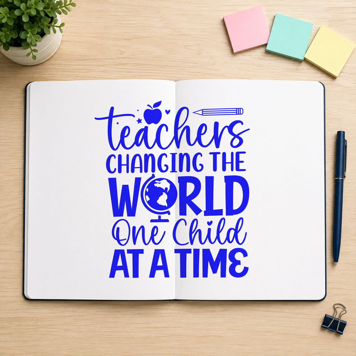 Teachers Changing The World Rubber Stamp – Duo Hand in use 6