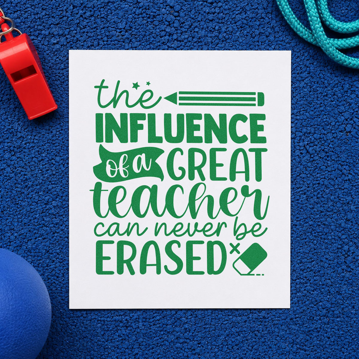 The Influence Of A Great Teacher Can Never Be Erased Self-Inking Stamp in use 8