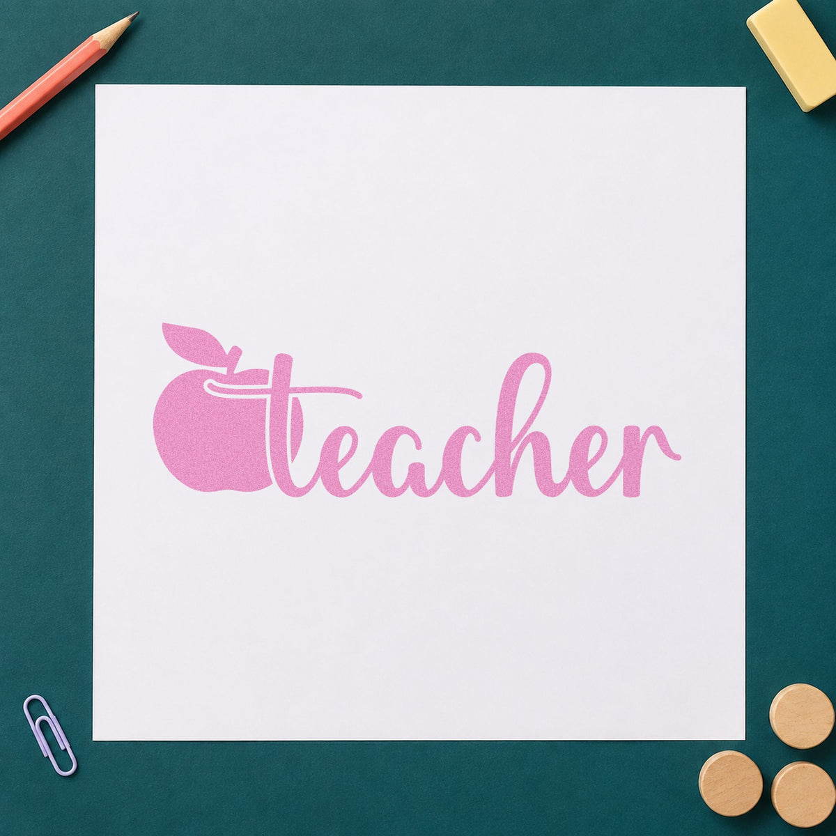 Teacher Apple Flourish Self-Inking Stamp in use 10