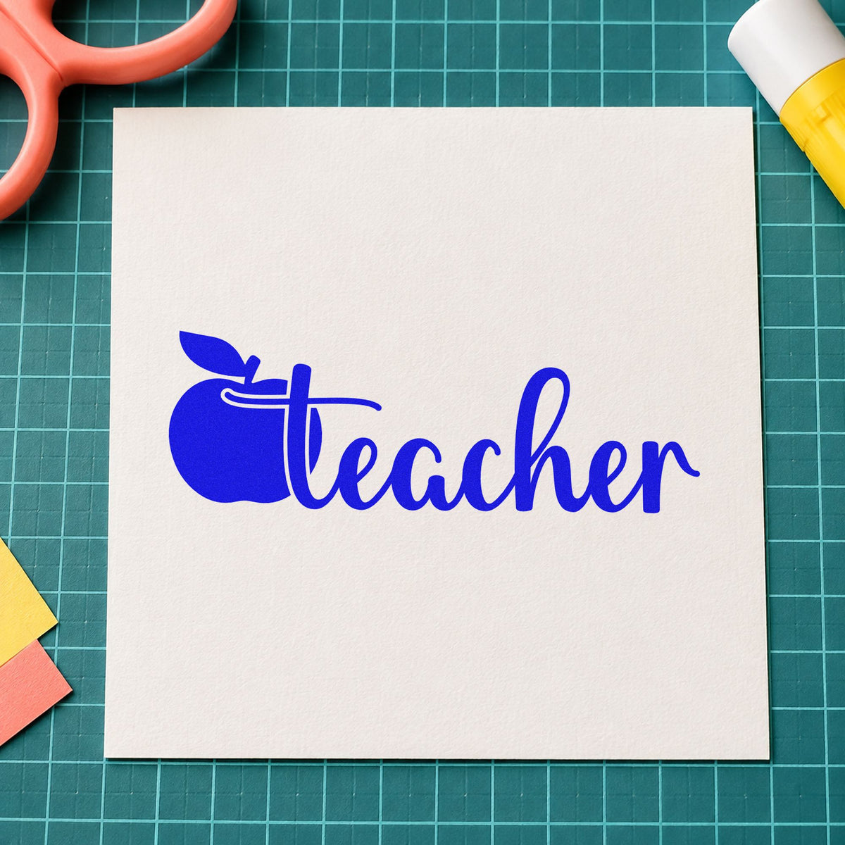 Teacher Apple Flourish Self-Inking Stamp in use 5
