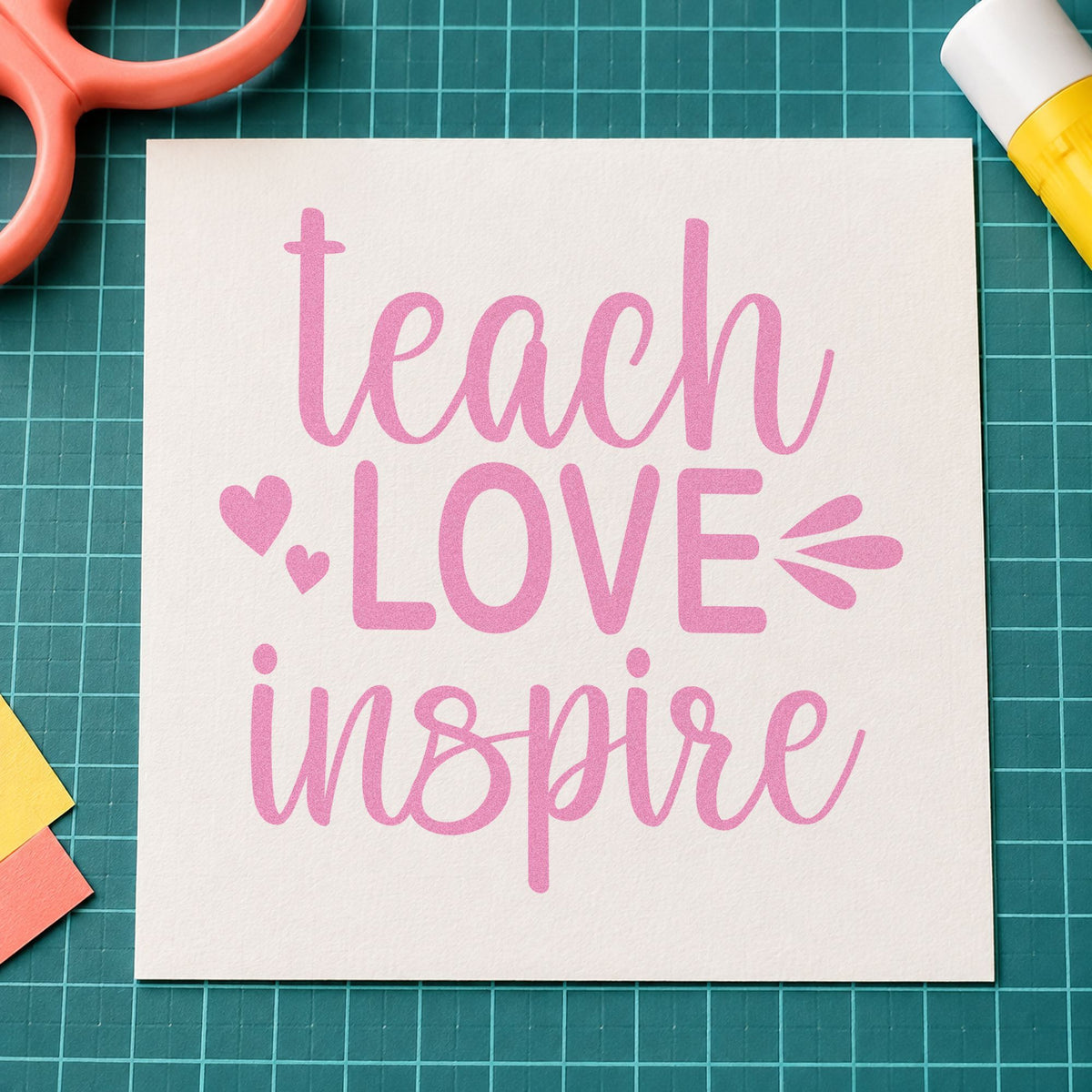Teach Love Inspire Wood Handle Stamp in use 10