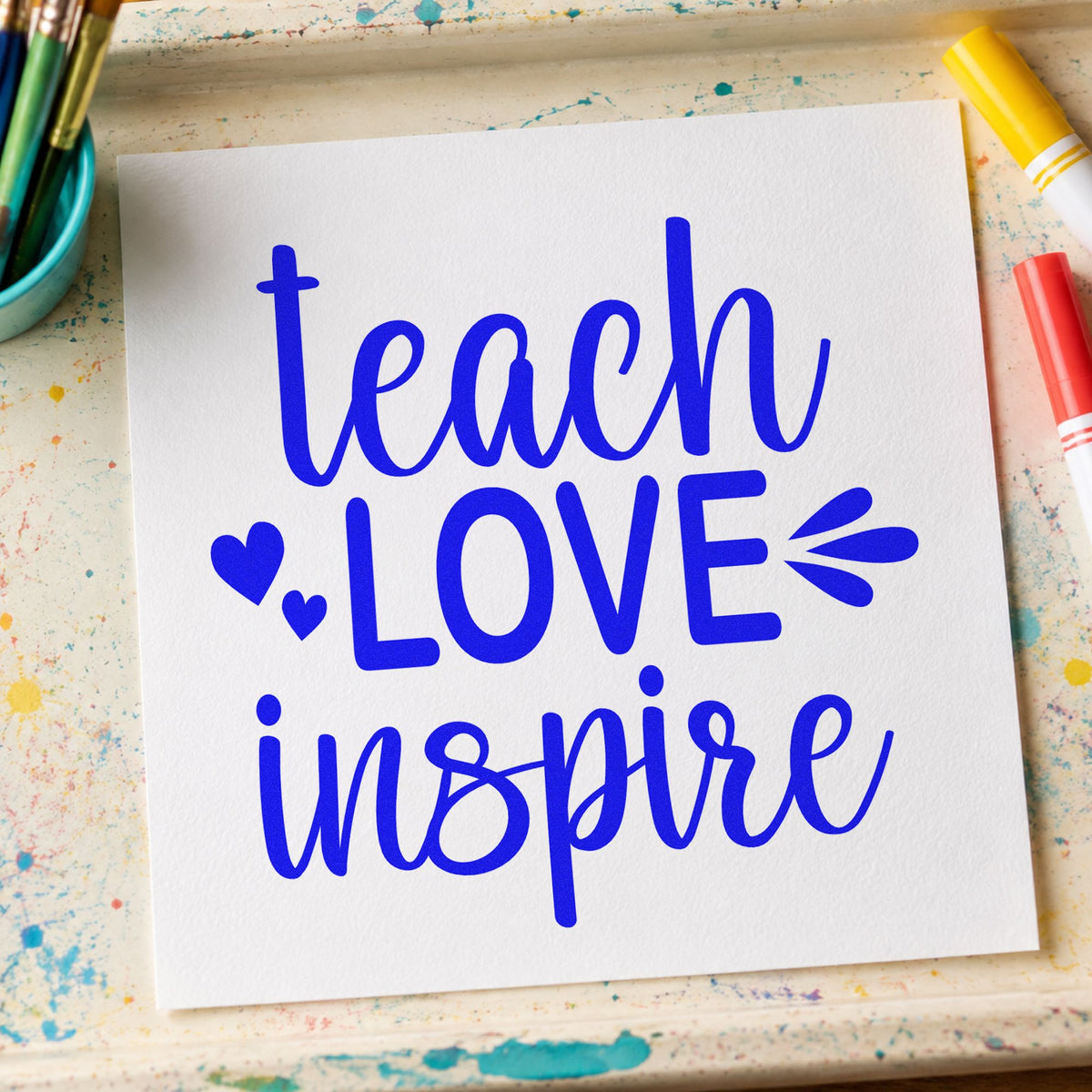 Teach Love Inspire Stamp – Duo Hand in use 5