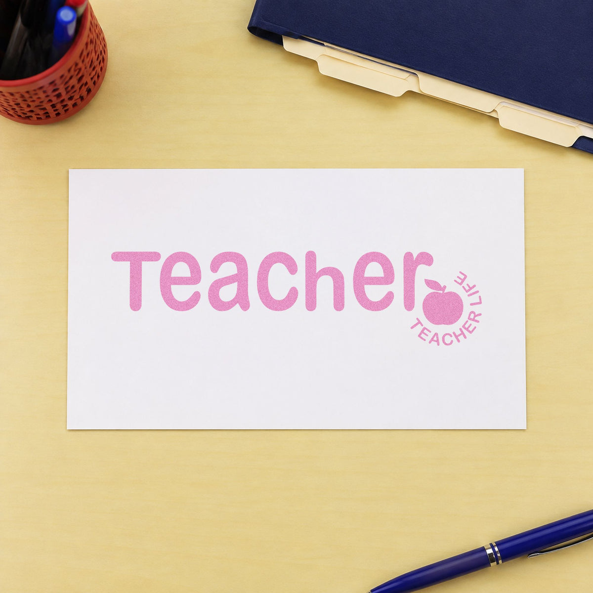 Teacher Life Apple Lettering Hand Stamp – Duo in use 10