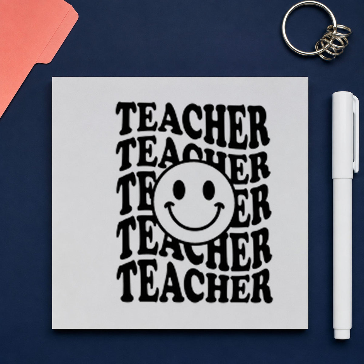 Teacher Smiley Stack Serif Lettering Pre-Inked Stamp – Slim in use 9