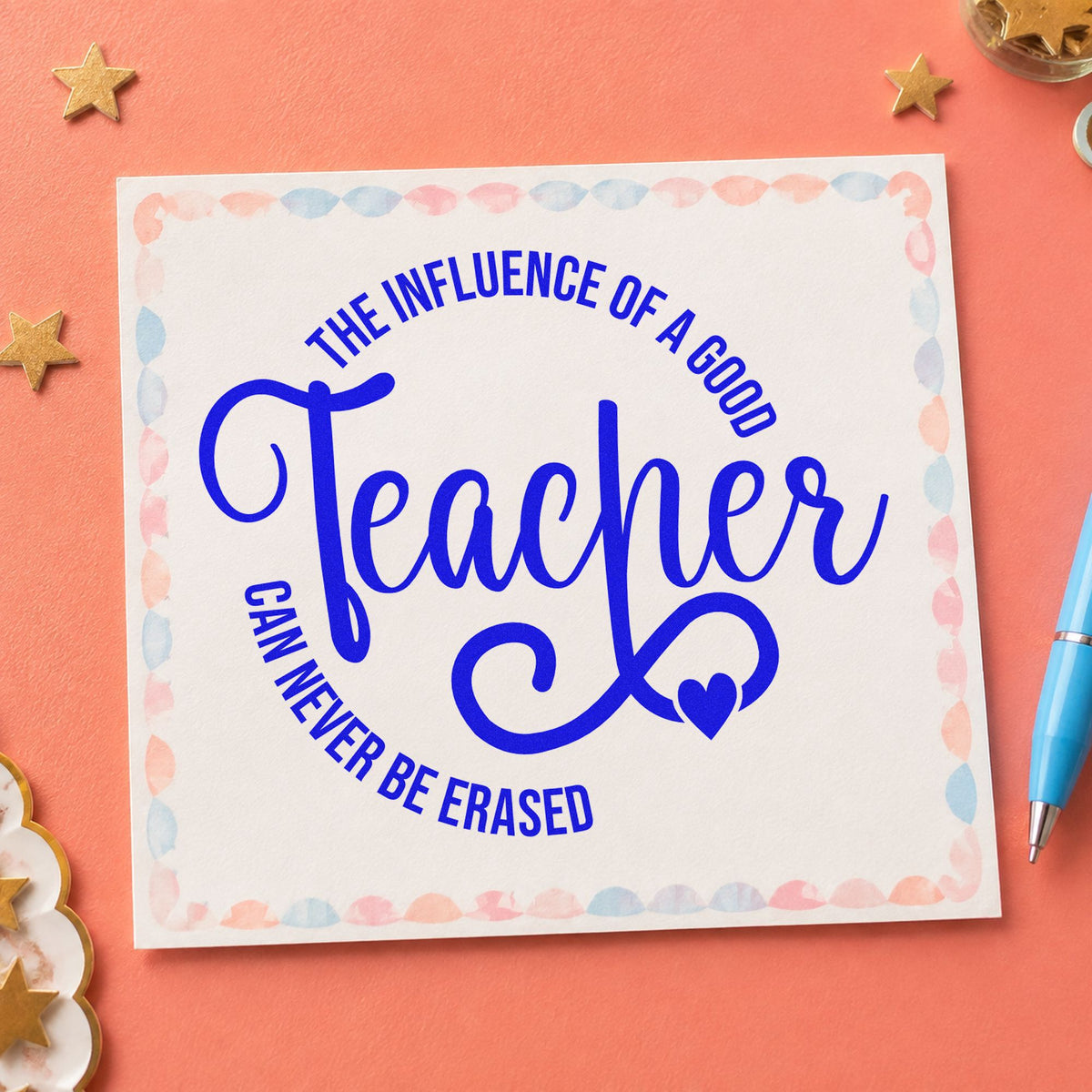 Good Teacher Influence Circle Wood Handle Stamp in use 5