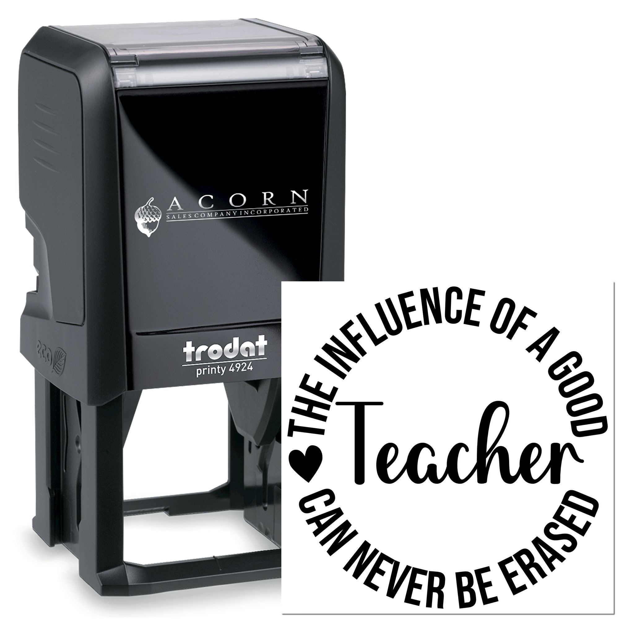 Trodat Printy 4924 self-inking teacher rubber stamp with custom quote, perfect for grading papers and classroom use.