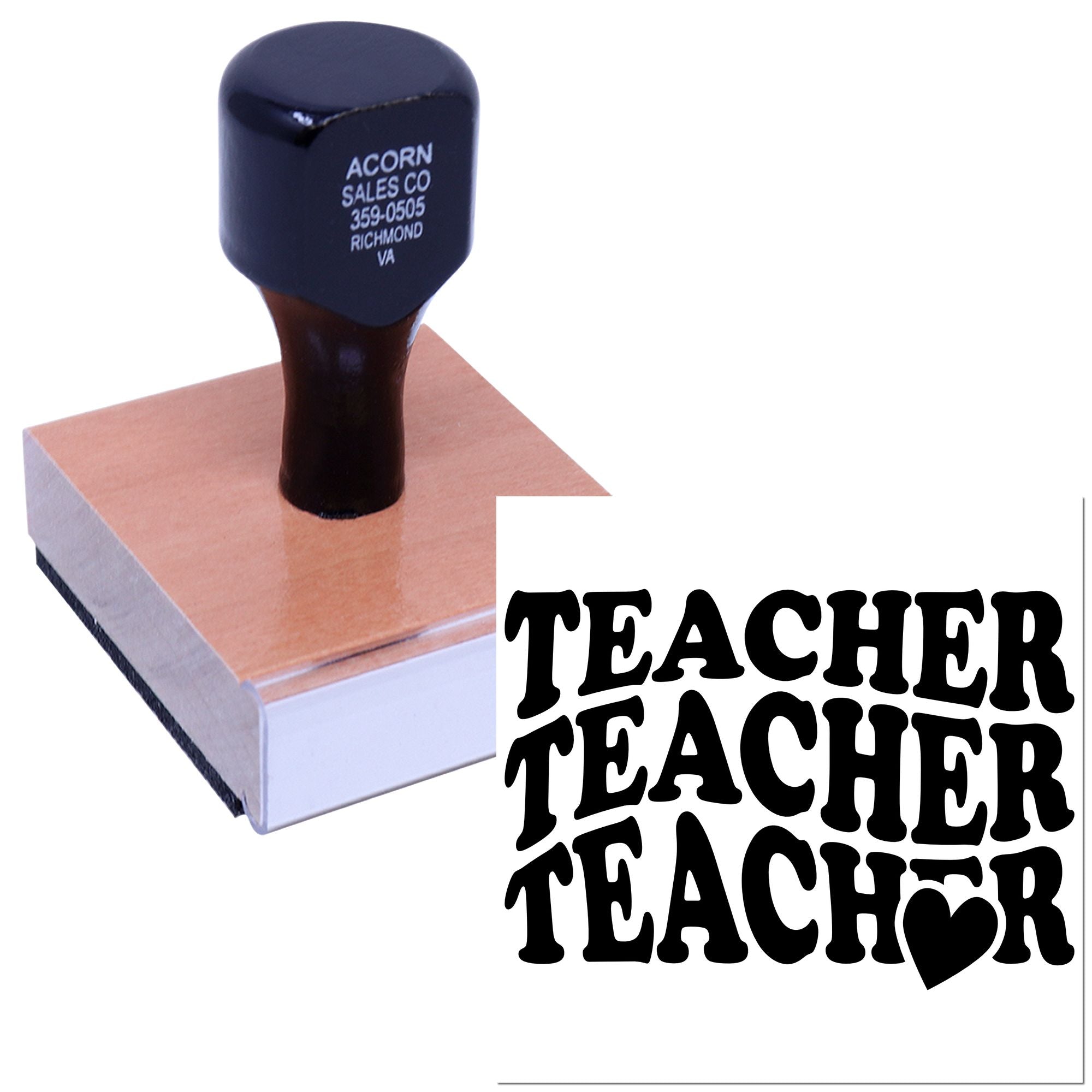Teacher self-inking rubber stamp with bold Teacher design, ideal for classroom grading and teacher appreciation.
