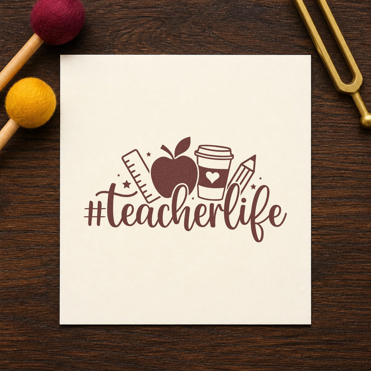 Hashtag Teacher Life Apple Pre-Inked Stamp – Slim in use 4