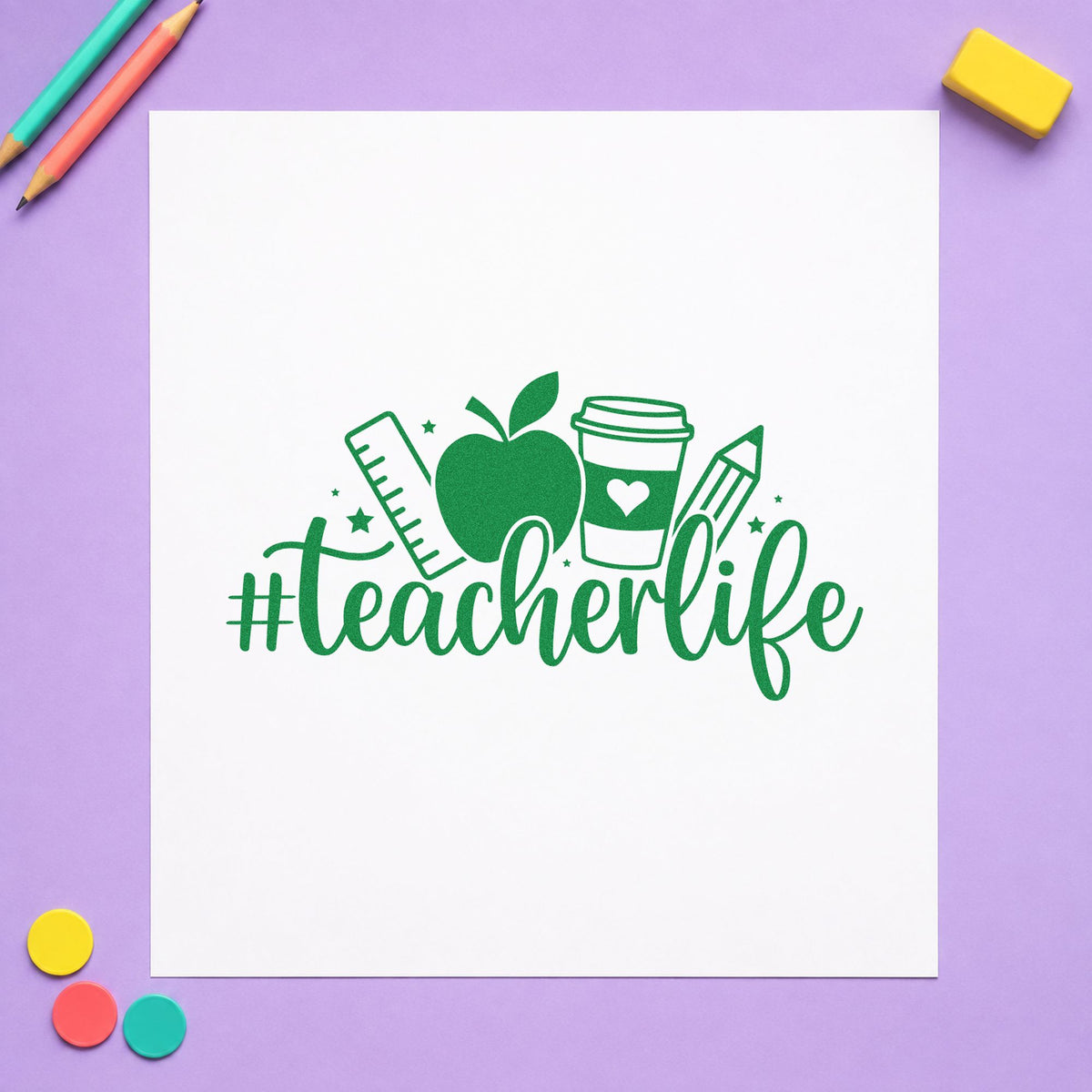 Hashtag Teacher Life Apple Stamp – Self-Inking in use 8