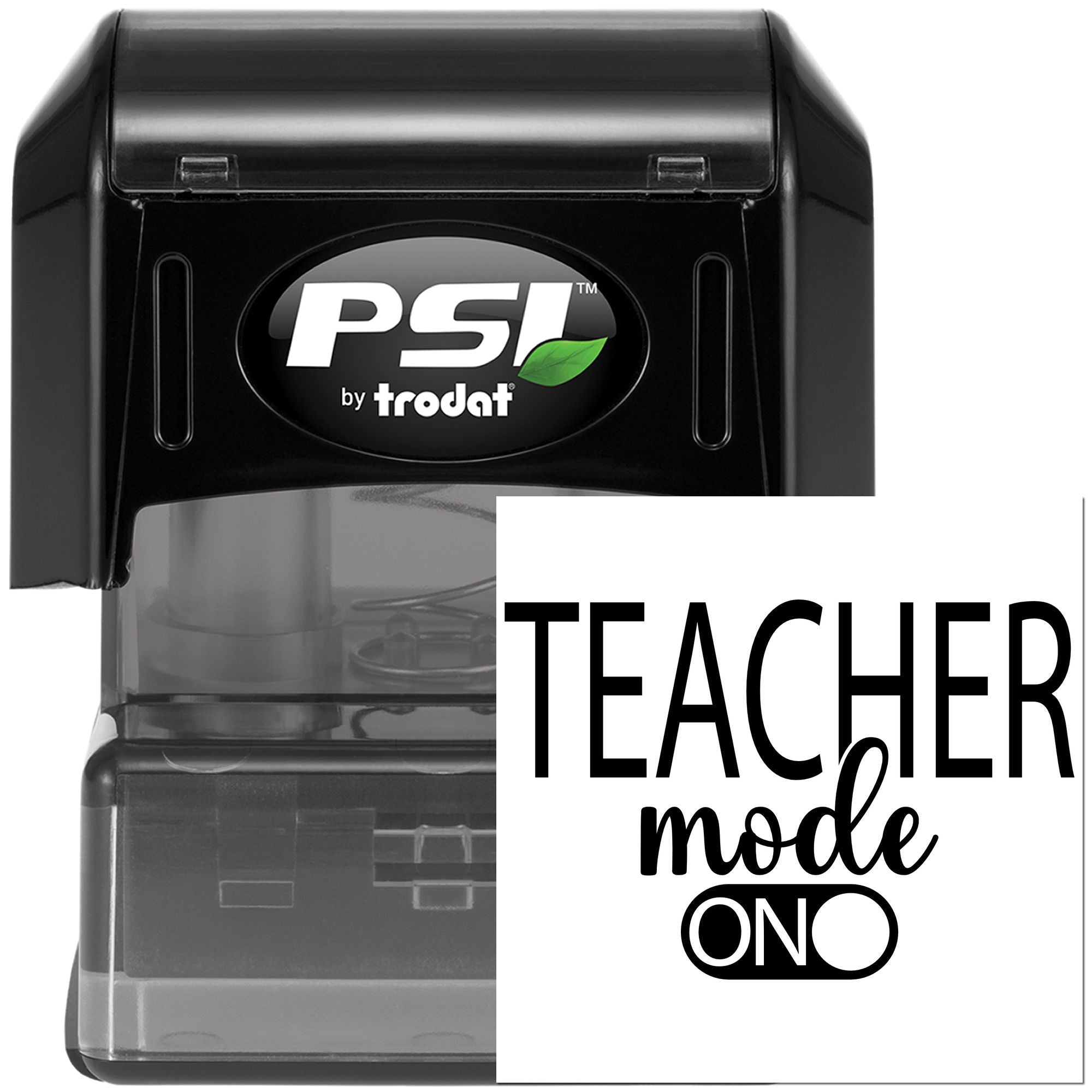 Teacher Mode On self-inking rubber stamp by PSI by Trodat for classroom grading and teacher paperwork