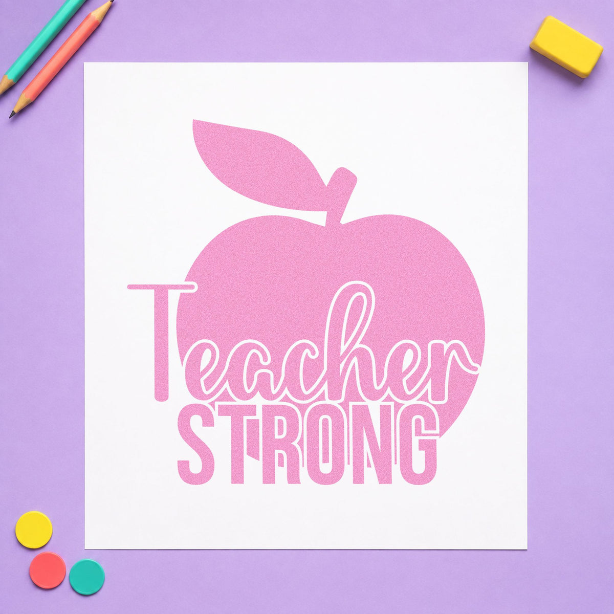 Teacher Strong Apple Script Lettering Stamp – Self-Inking in use 10